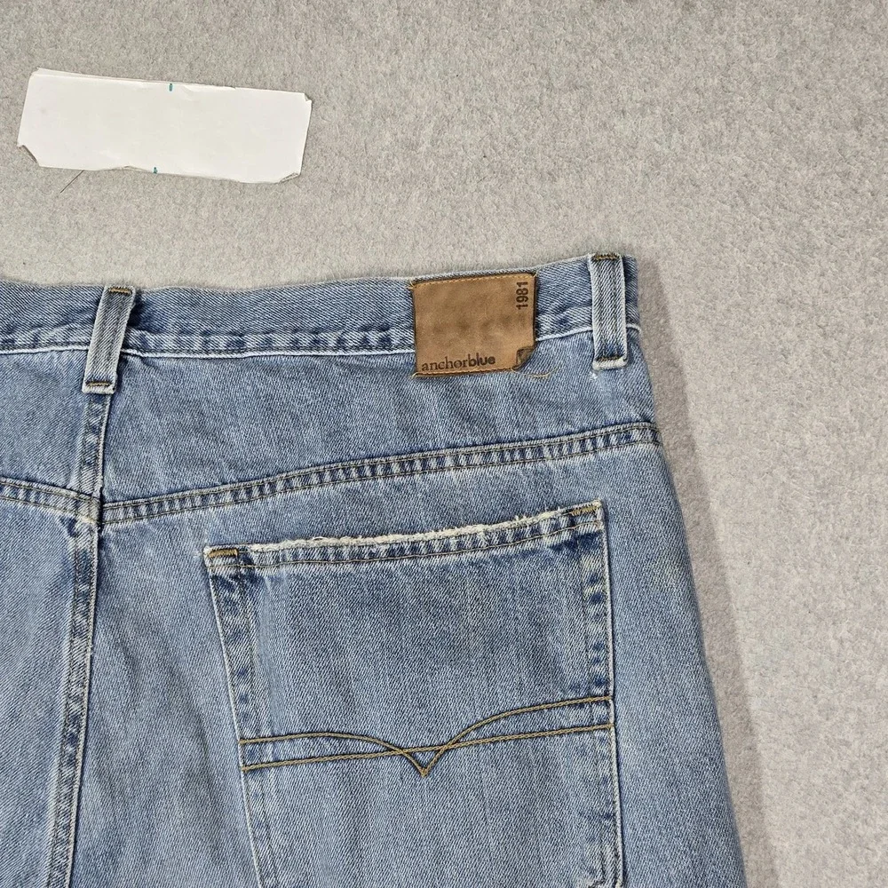 VINTAGE Anchor Blue Men Jeans 40X30 Blue Y2K Denim Beyond Baggy Cut Off Hem